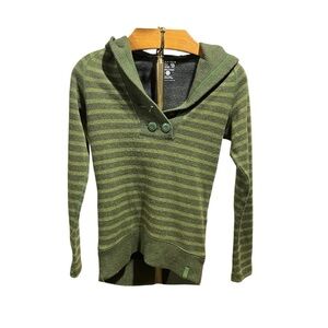 Mountain Hardwear Green Merino Wool Blend Sweater with Hoodie XS